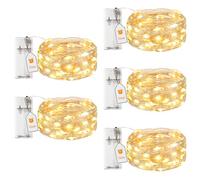 btfarm 5 Paquete Luces Led Pilas con Temporizador, 2M 20LED Cadena de Guirnalda Luces, Alambre Cobre Impermeable Luces de Hadas, Decoración de Interior Navidad Arbol Boda Habitacion Bodas Botellas