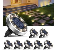 btfarm 8 Paquetes Luces Solares LED Exterior Jardin Suelo, 8 LED Luz Solar Exterior Jardin, IP65 Impermeable Lamparas Solares Suelo Camino, Césped, Patio, Terraza (Blanco Cálido)
