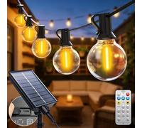 btfarm Guirnaldas Luces Exterior Solar Mando a Distancia, 15M 18+1 G40 Bombillas Solares LED Exterior Jardin, Impermeable 8 Modos Guirnalda Solares para Jardín Patio Café Fiesta Terraza, Blanco Cálido