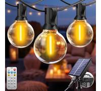 btfarm Guirnaldas Luces Exterior Solar Mando a Distancia, 8M 10+1 G40 Bombillas Solares LED Exterior Jardin, Impermeable 8 Modos Guirnalda Solares para Jardín Patio Café Fiesta Terraza, Blanco Cálido
