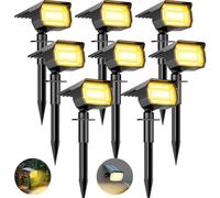 btfarm Luces Solares LED Exterior Jardin [8 Paquete/72LED], Focos LED Exterior Solares Potente Impermeable IP65 Lampara Luz Solar Iluminacion para Suelo Exteriores, Blanco Calida