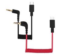 BTFO 2uds Cable Adaptador Micrófono USB C a TRS 3,5mm, para Hollyland Lark M1/M2/MAX/150/M1/MAX Duo Cable Salida Audio DAC en Espiral Rode Wireless GO 2/ME/Pro Android iPhone 15/16