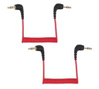BTFO 2uds Cable de Micrófono Macho, Cable de Audio para Cámara Cable de Conexión Doble en Espiral TRS de 3,5mm Compatible con DJI Mic 2 y Rode Microphone Wireless Pro (Rojo)