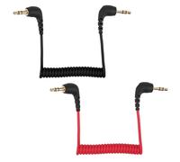 BTFO 2uds Cables de Micrófono TRS de 3,5mm, en Espiral Macho a Macho Compatibles con Cámaras DSLR DJI Mic 2 y Rode Microphone Wireless Pro (Rojo, Negro)