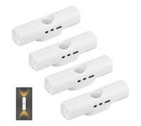 BTFO 4 luces LED inteligentes recargables con sensor de movimiento, luces de pared magnéticas inalámbricas, detección de cuerpo humano, para escaleras, armario, armario de baño (7 colores RGB