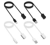 BTFO 4uds Cargador para Samsung Galaxy Fit 3, 100cm, Base de Carga de Repuesto USB-C y USB-A Accesorio Carga Rápida y Segura para Smartwatch (Blanco, Negro)