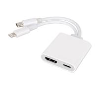 BTFO Adaptador de Conversión USB-C y 2 en 1 para iPhone 17/16/15 iPad MacBook, a TV Convertidor AV Digital 4K a 60 Hz con Carga Rápida PD de 100W Plug and Play (Blanco)
