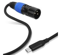 BTFO Cable USB C a XLR, 2m Cable Estéreo con Salida USB Tipo C a XLR Macho Adaptador Conversor de Nailon Trenzado para Amplificadores Altavoces Consolas Mezcladoras y Más (Azul, Negro)