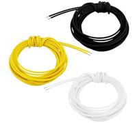 BTFO Juego de Cables Guitarra con Reverso Tela de 18 m, 3 Cables Trenzados Vintage para Mejoras y Reparaciones Guitarras Eléctricas (6 m Amarillo/Blanco/Negro)