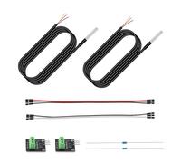 BTFO Kit de 2 Sondas de Sensor Temperatura, Sonda Sensor Temperatura DS18B20 Impermeable con Panel Adaptador Aguja Resistencia y Cable DuPont para Proyectos Bricolaje con Arduino y Raspberry Pi