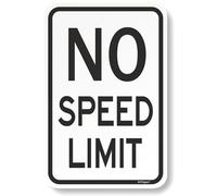 BTFSigns Letrero de aluminio con texto en inglés "No Speed Limit" de 20,3 x 30,5 cm, color blanco y negro, para decoración de cueva de cochera y hombre