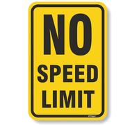 BTFSigns Letrero de aluminio con texto en inglés "No Speed Limit" de 40,6 x 30,5 cm, color amarillo y negro, para decoración de cueva de cochera