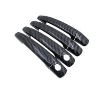 BTFWM Embellecedor de Cubierta manija Puerta Coche Fibra Carbono, for Peugeot, 208 A9 MK1 2012-2018, Pegatinas Estilo Cubierta para manija de puerta exterior de coche(Black 4handle 2keyhole)