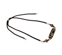 Btgghytr Collar tradicional tibetano de cuentas Dzi hecho a mano con nueve protecciones oculares, cadena de cuello para rituales de equilibrio energético, collar con símbolo de nueve ojos, talla única