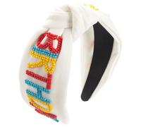 Btgghytr Diadema ancha para mujeres y niñas, diadema de uso casual con cuentas tachonadas, elegante diadema anudada, bonita diadema para el pelo, accesorios para el cabello