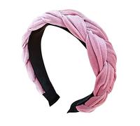Btgghytr Diadema de moda para mujer, antideslizante, suave, gruesa, ancha, color sólido, aro de terciopelo trenzado, accesorio para el cabello