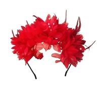 Btgghytr Diadema para mujeres y niñas, aro de plumas y flores para mujer, diadema de carnavales exagerados, diadema antideslizante para Halloween, tocado para eventos formales, bonita diadema para el
