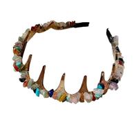 Btgghytr Diadema para mujeres y niñas, aros de piedra para el pelo, diademas de dientes de cristal para coronas, accesorio moderno para el cabello, acrílico