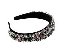 Btgghytr Diadema para mujeres y niñas, bandana de baile barroco, color de contraste, taladro de vidrio, floral, ancho, bonita diadema para el pelo, accesorios para el cabello