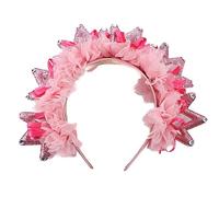 Btgghytr Diadema para mujeres y niñas, delicada diadema plisada de encaje con forma de corona, regalo de festival para parejas, adolescentes, bonita diadema para el cabello, accesorios para el cabello