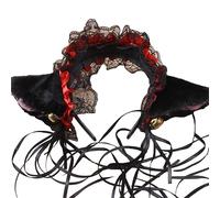 Btgghytr Diadema para mujeres y niñas, delicada diadema plisada de encaje con forma de oreja de gato, aro para el pelo para mujer, carnaval, accesorios para el cabello