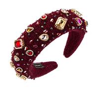 Btgghytr Diadema para mujeres y niñas, diadema acolchada de esponja barroca, de punto, envuelta en franela, aro ancho para el cabello, aro de cristal geométrico brillante, joyería para fiesta, bandana