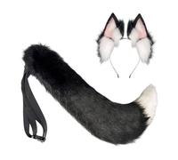 Btgghytr Diadema para mujeres y niñas, diadema con orejas de zorro peludo y cola peluda para fiestas de disfraces de Halloween