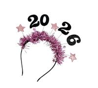 Btgghytr Diadema para mujeres y niñas, diadema de Año Nuevo con purpurina 2026 con decoración de oropel de estrellas, para mujeres, hombres y niños