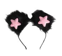 Btgghytr Diadema para mujeres y niñas, diadema de felpa peluda con orejas de oso estrella para mujeres y niñas, diadema con temática de anime para el día a día