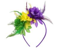 Btgghytr Diadema para mujeres y niñas, diadema de flores con plumas de los años 1900 para carnavales, fiestas, decoración de pelo antiguo