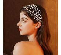 Btgghytr Diadema para mujeres y niñas, diadema de ganchillo con cuentas de cristal/perlas para mujeres y niñas, para bodas y fiestas