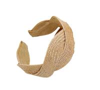 Btgghytr Diadema para mujeres y niñas, diadema de paja trenzada de ala ancha, cómoda diadema para el pelo, accesorio para el cabello para mujer