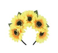 Btgghytr Diadema para mujeres y niñas, diadema realista de girasol, diadema de flores étnicas para carnaval, tomar fotos, bonita diadema para el cabello