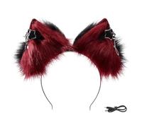 Btgghytr Diadema para mujeres y niñas, diadema recargable con orejas de animal de felpa con propulsado por USB en movimiento para fiestas