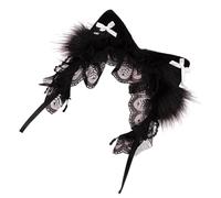 Btgghytr Diadema para mujeres y niñas, diadema suave con orejas de gato peludas con lazos, diadema para el pelo para cosplay, decoración para el cabello
