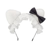 Btgghytr Diadema para mujeres y niñas, diademas de felpa con orejas de gatito con agarre de silicona antideslizante para juegos de rol y deportes