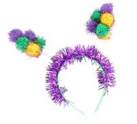 Btgghytr Diadema para mujeres y niñas, disfraz de Mardi Gras, diadema con pompones, para carnaval, fiesta, festival, diadema, reunión de amigos, celebración, tocado, lindo accesorio para el cabello