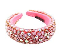 Btgghytr Diadema para mujeres y niñas, estilo barroco, exagerado, para fiesta de baile, bandana brillante geométrica para diadema de cristal con diamantes de imitación, esponja acolchada, color