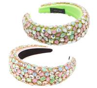 Btgghytr Diadema para mujeres y niñas, estilo barroco, exagerado, para fiesta de baile, bandana brillante geométrica para diadema de cristal con diamantes de imitación, esponja acolchada, color