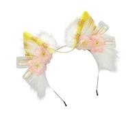 Btgghytr Diadema realista para mujeres y niñas, diadema realista de orejas de lobo, accesorio de pelo de felpa suave para fiestas de disfraces