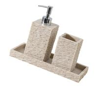 Btgghytr Lujoso juego de baño de resina con recipiente para líquidos y bandeja de almacenamiento, soporte para cepillo de dientes para regalo de inauguración de la casa, juego de dispensador de jabón