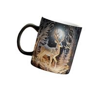 Btgghytr Tazas térmicas de cerámica de alta calidad que revela el patrón navideño cuando se calientan, aptas para lavavajillas, ideales para té, chocolates calientes, copos de nieve, taza de café de