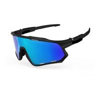 BTGYTTKL Gafas Ciclismo Gafas de ciclismo UV400, gafas for bicicleta montaña y carretera, montura TR-90, resistentes al viento, for deportes aire libre(BLACK-LIGHT BLUE)