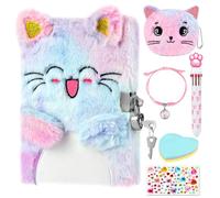 BTHRORO Diario Secreto con Candado Niña, Felpa Unicornia Libretas con Pegatinas Bolígrafo Pulseras Monedero Nota Adhesiva Papelería Material Escolar Unicornio Regalos para Niñas
