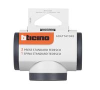 Bticino Adaptador S3626D, 3 enchufes Schuko, estándar alemán, Enchufe Grande de 16 A, regleta múltiple en 3 Lados, Potencia de hasta 3500 W, versátil Adaptador múltiple, Ahorro de Espacio, Mate