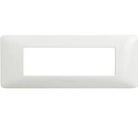 Bticino AM4804MSL Matix placa, 4 módulos, plateada, blanco, AM4804BBN