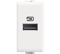 Bticino Cargador USB con una Entrada Tipo A, para Instalar en la Placa Matix, para Cargar un Dispositivo electrónico hasta 15W, 1 Plaza, Blanco