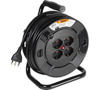 BTICINO Carrete de cable S2630 alargador eléctrico de 30 metros, 4 enchufes Schuko, bipolo, enchufe grande 16 A, interruptor térmico, mango ergonómico, soporte para cables y carrete de cable, color