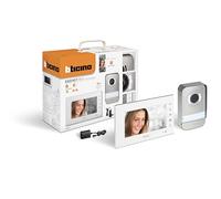 Bticino Easykit - Videoportero, monoparlante, enchufable, 2 cables con 1 botón externo, timbre, cámara, monitor interno de 7 pulgadas a color con manos libres, ampliable para bifamiliar, 310913