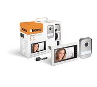 BTICINO Easykit Essentials 317913 - Videoportero monofamiliar Ampliable, Enchufe de 2 Cables, Monitor de 7 Pulgadas a Color, Manos Libres, visión Nocturna, Audio bidireccional, botón Externo con